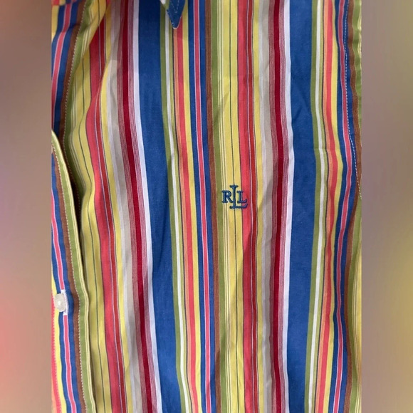 Lauren by Ralph Lauren Multi-Color Striped Button Up Cotton Blouse SZ S M0342 - Picture 3 of 9